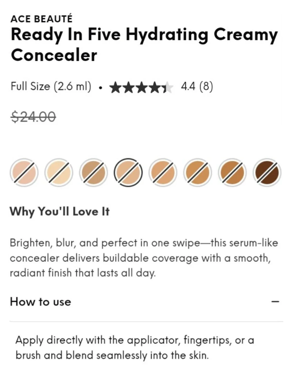 🎉2•$13/3•$18🎉 ACE BEAUTE Ready in Five Hydrating Creamy Concealer in L4